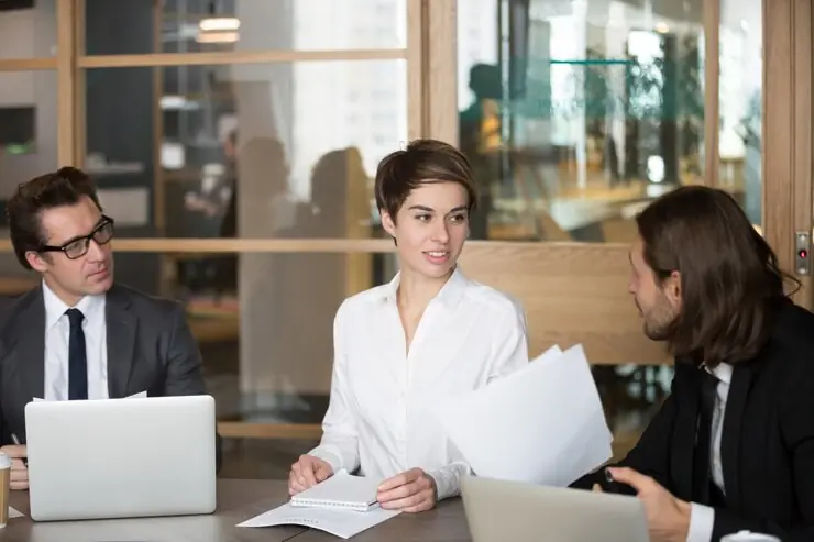 A team meeting in a bright office